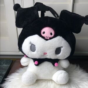 Kuromi Plush Backpack - Sanrio, Black and White 12” H x 12” W New No Tags